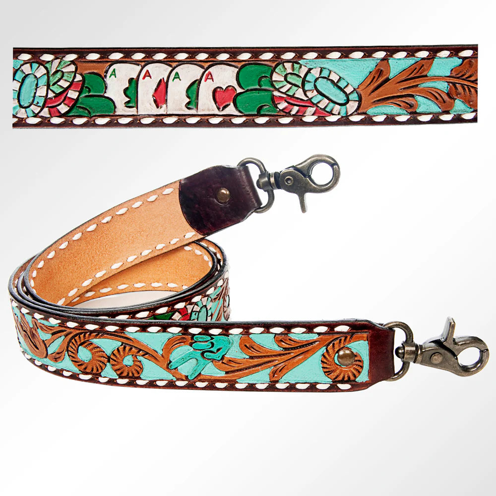 American Darling Hand Tooled Genuine Leather Crossbody Handle Strap For Bags
