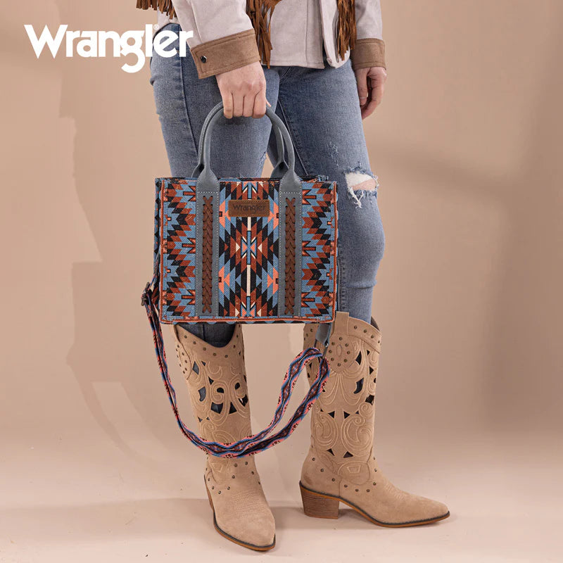 Wrangler| Aztec Embroidered Whipstitch Canvas Tote Bag