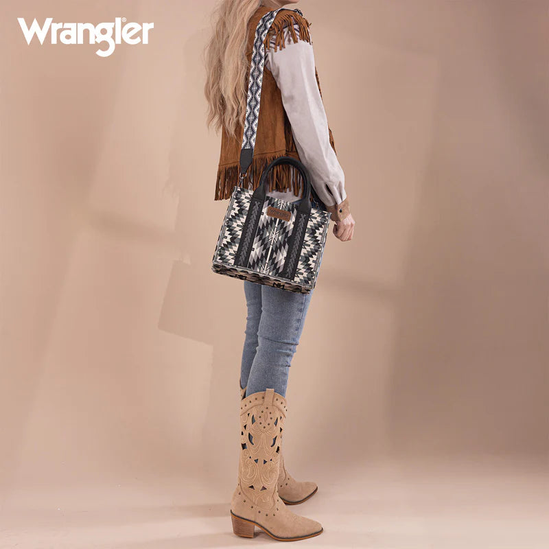 Wrangler |Aztec Embroidered Whipstitch Canvas Tote Bag