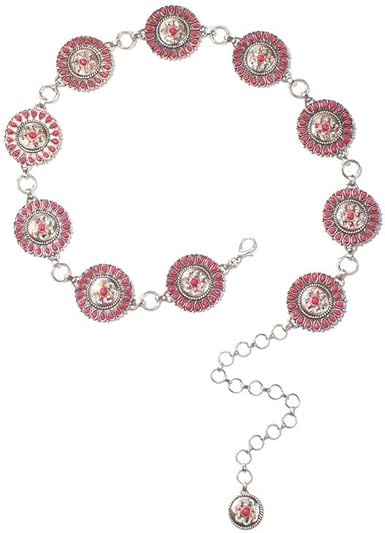 Nocona Western Belt Womens Concho Crystals Chain Hot Pink N320005129