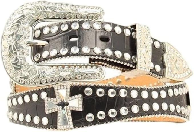 Western Belt Womens Scallop Crystals Espresso N3514601
