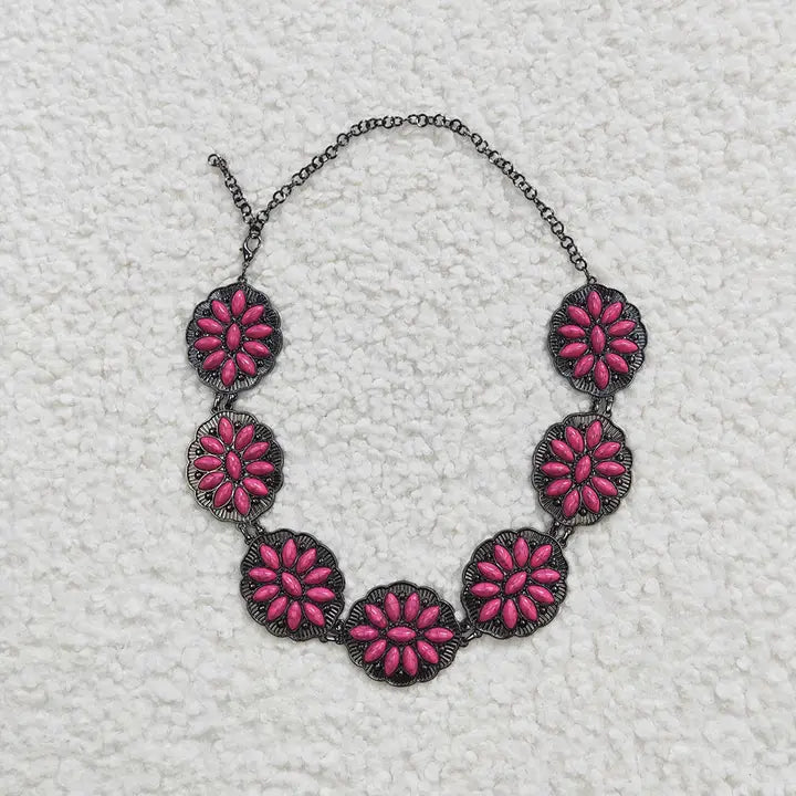 Girls Western Hot pink Chain Turquoise Belts