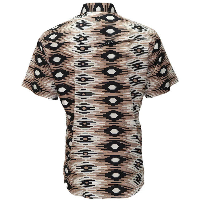 Hooey "Sol" Brown/w/ White & Black Aztec Short Sleeve Pearl Snap Shirt