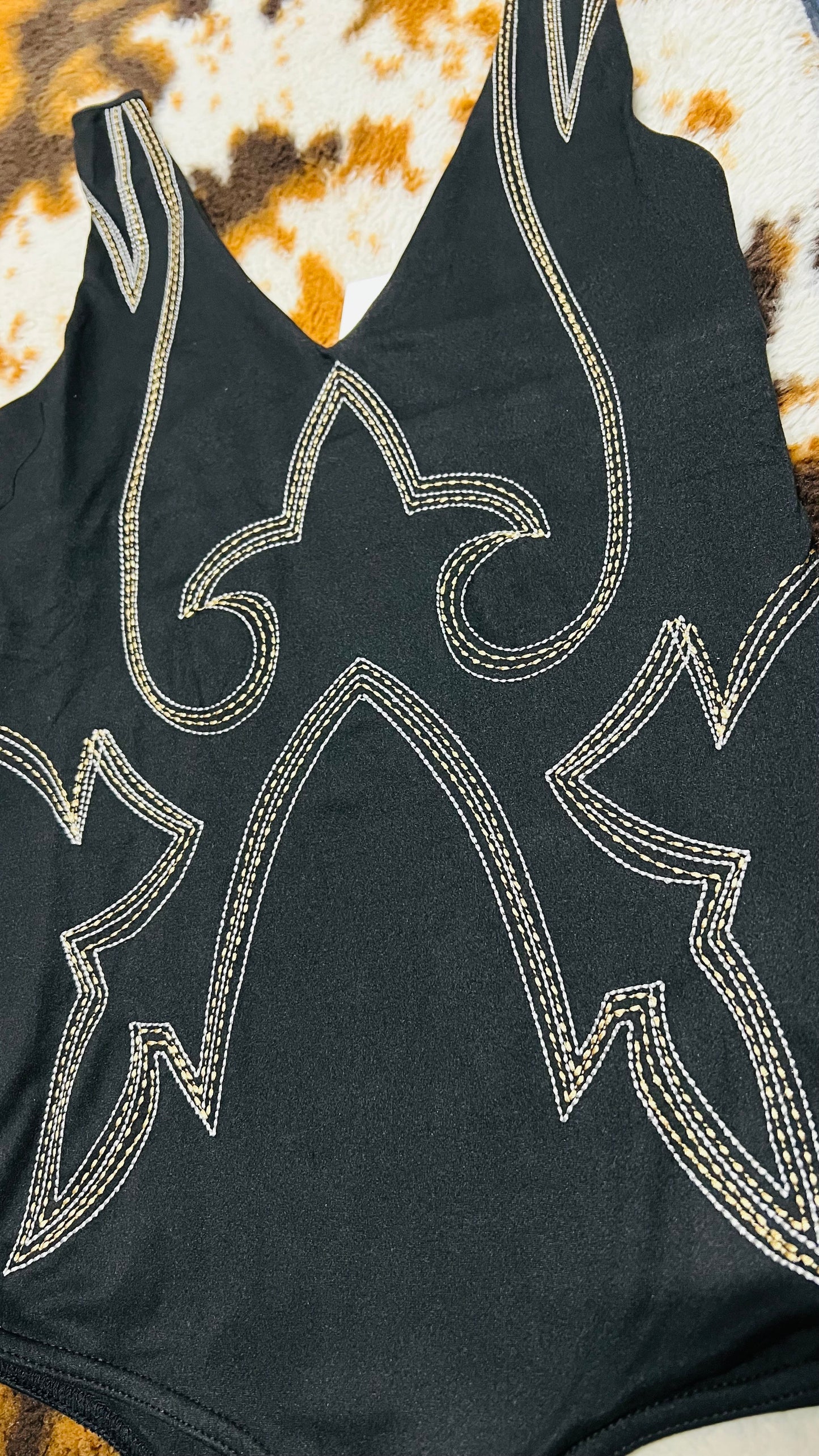 Jersey Span Deep Plunge V Neck Boots Stitchwork Fitted