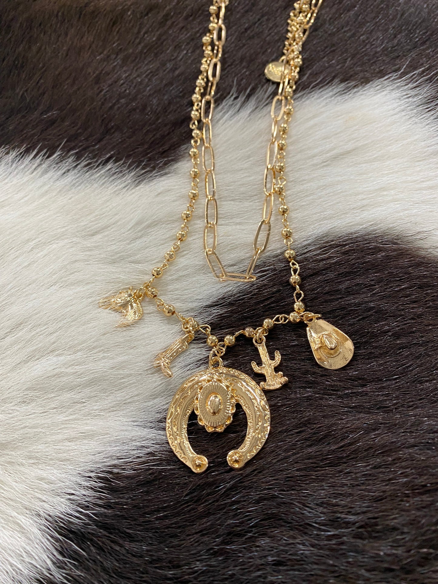 WEST & CO GOLD LAYERED CHARM NECKLACE