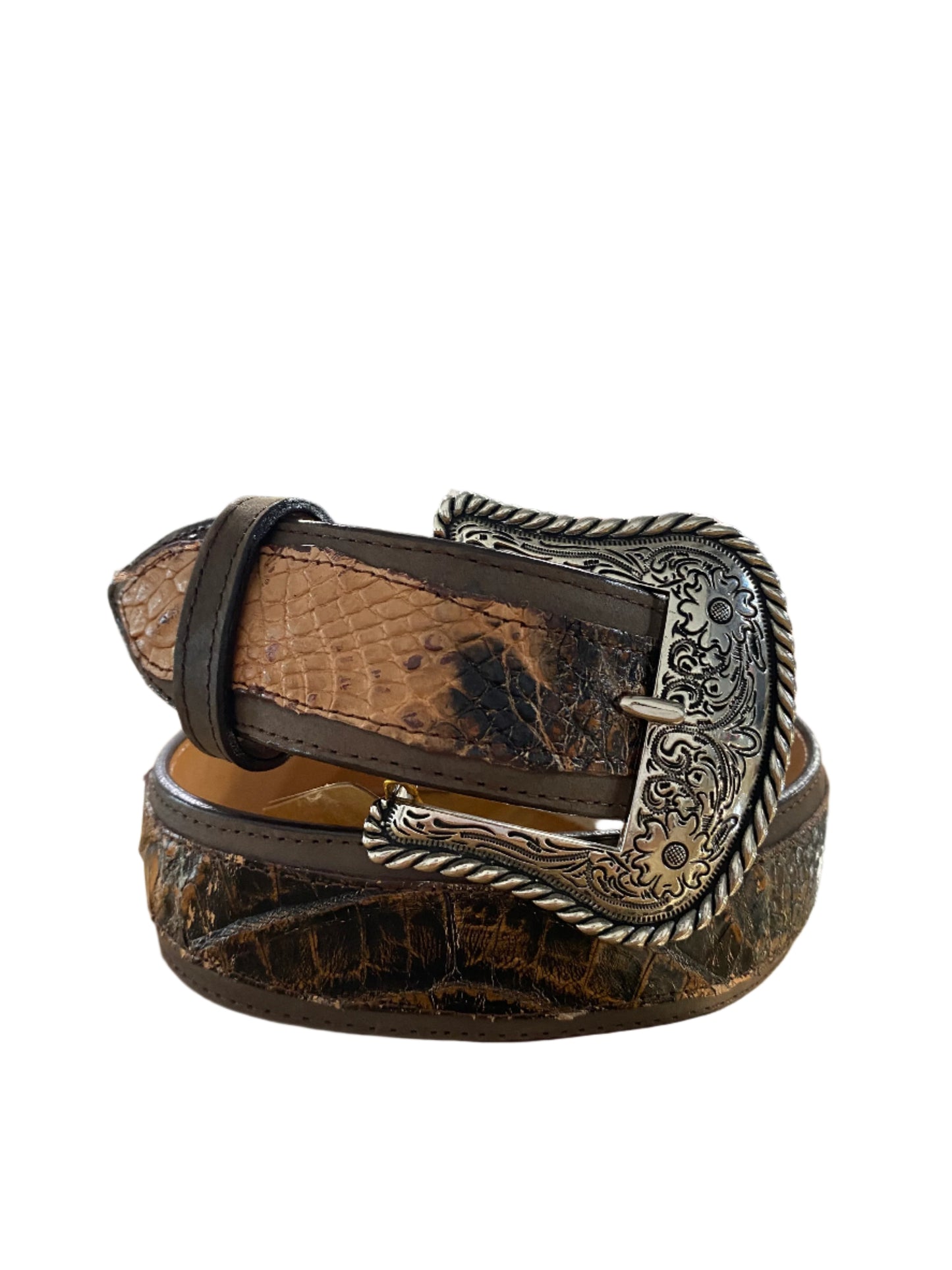 DARK BROWN CROCODILE HOMETOWN BELT