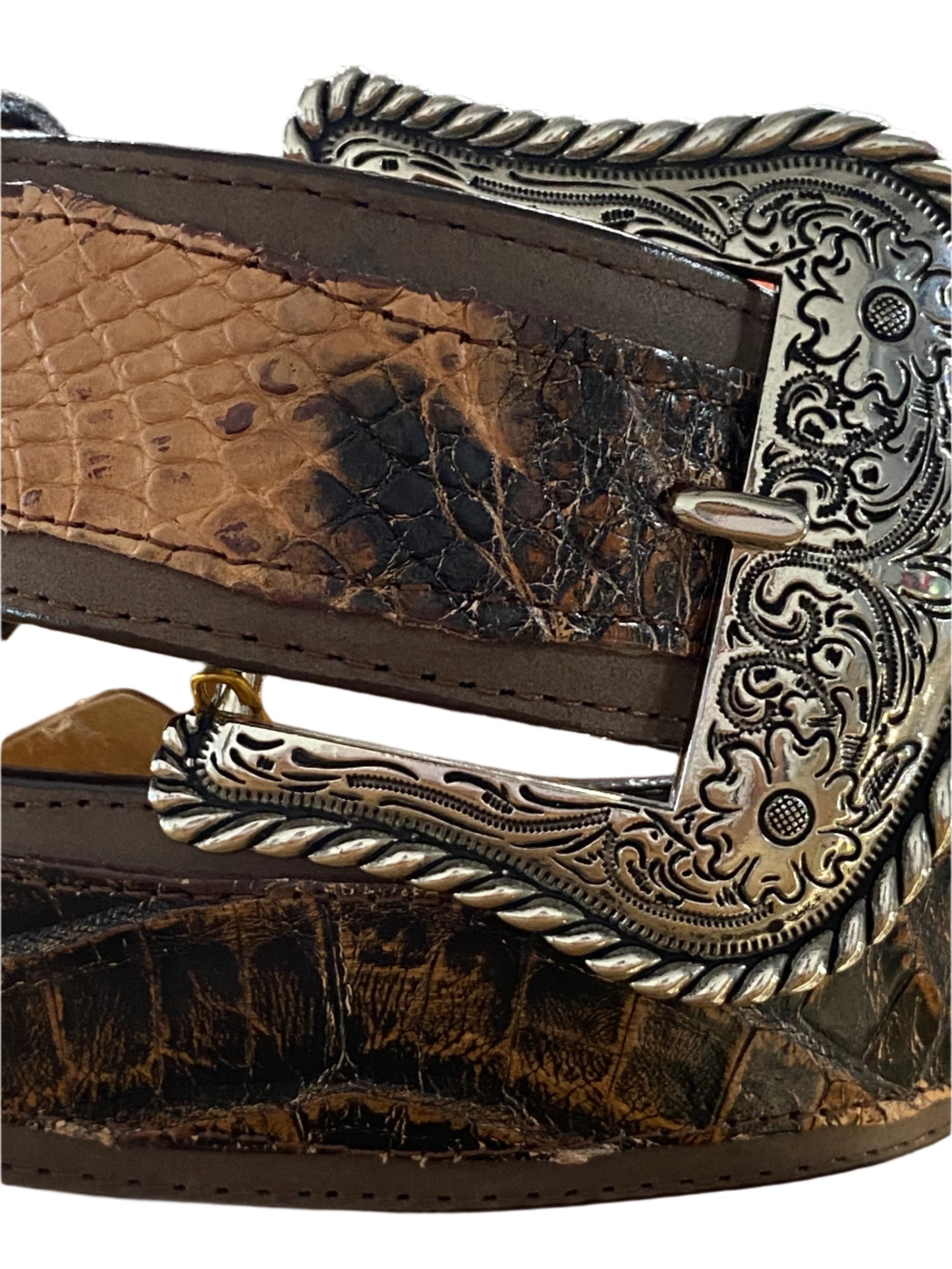 DARK BROWN CROCODILE HOMETOWN BELT