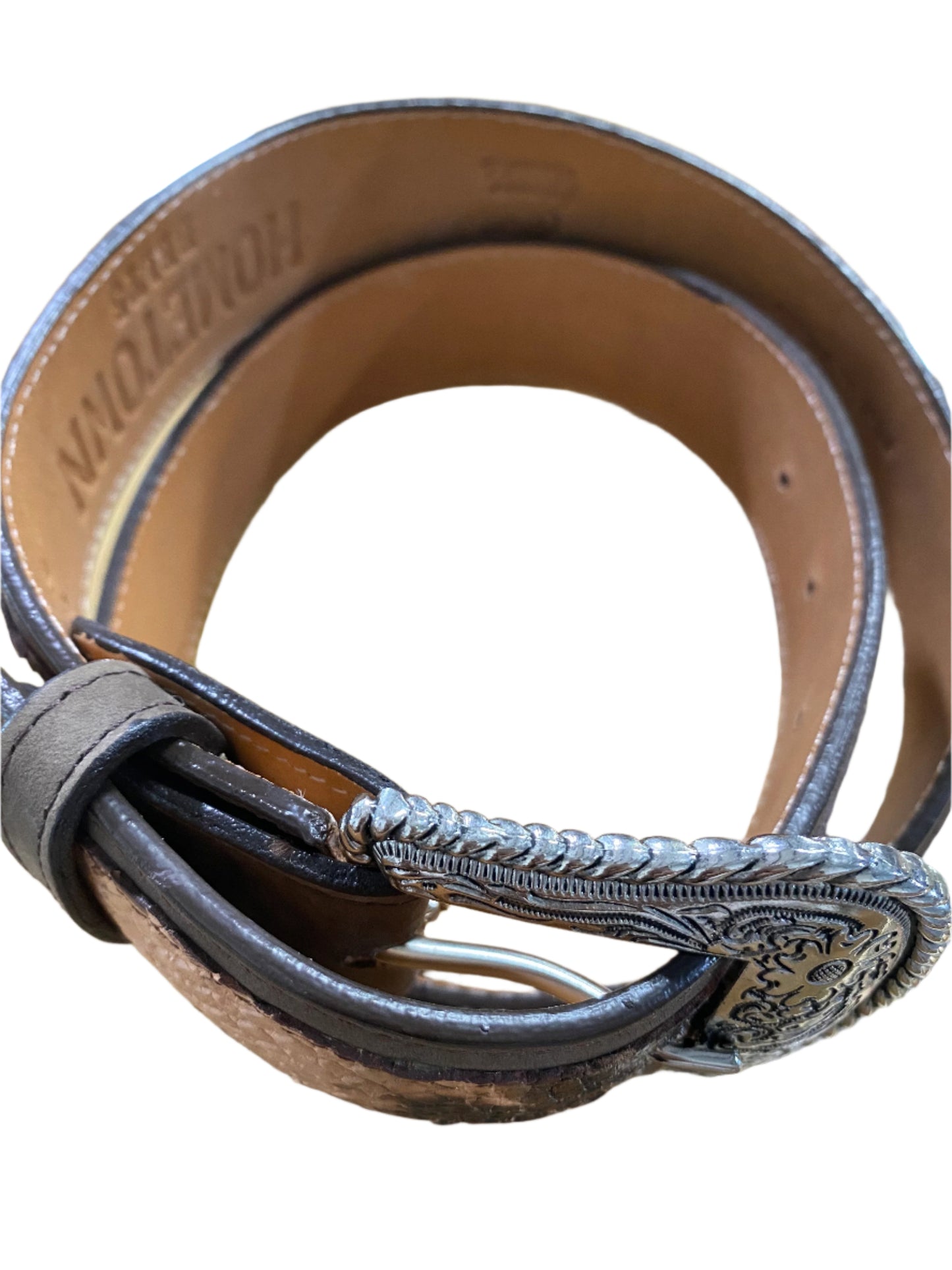 DARK BROWN CROCODILE HOMETOWN BELT