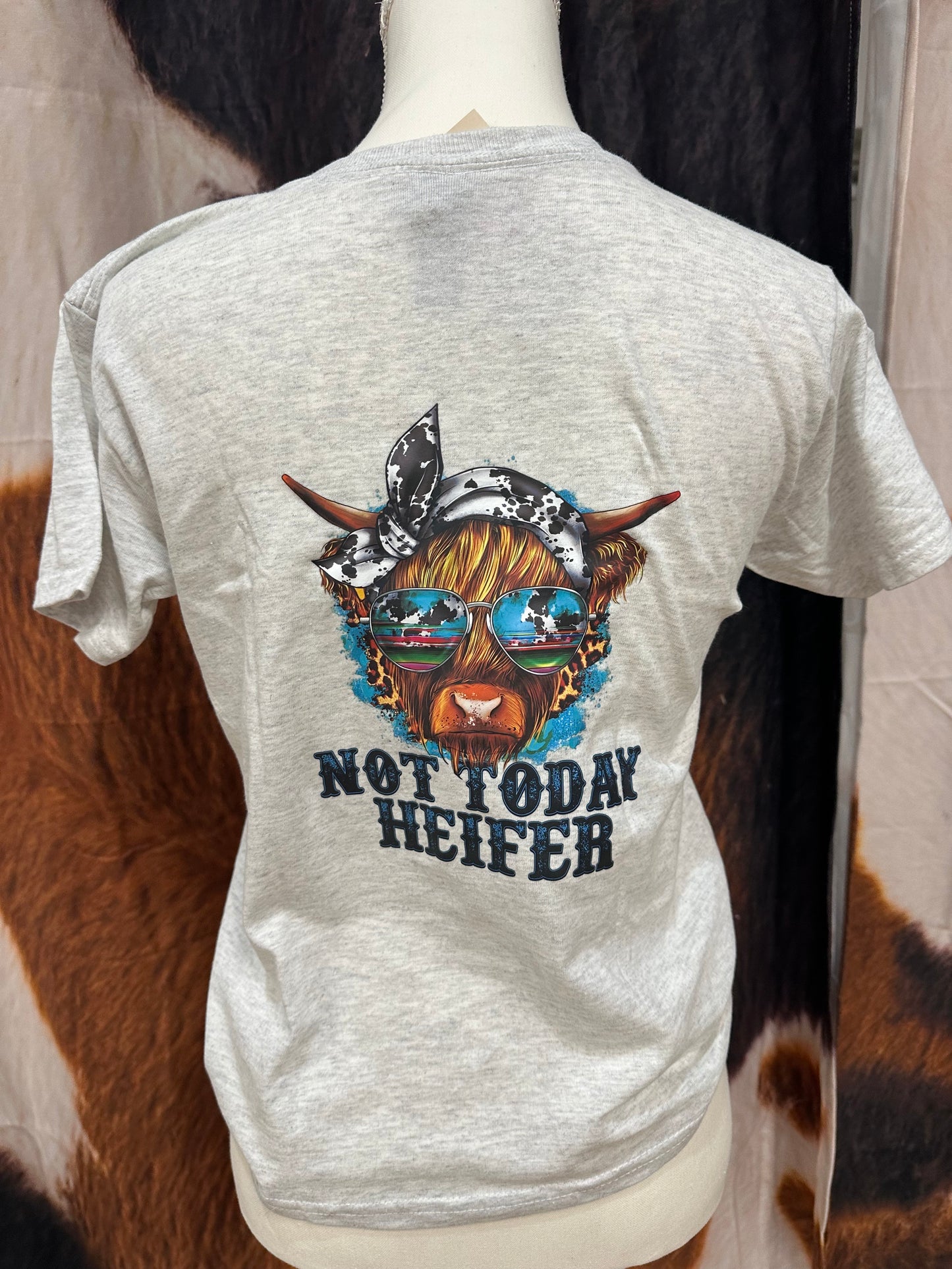 GILDAN| CUSTOM TSHIRT NOT TODAY HEIFER TURQUOISE & BOW