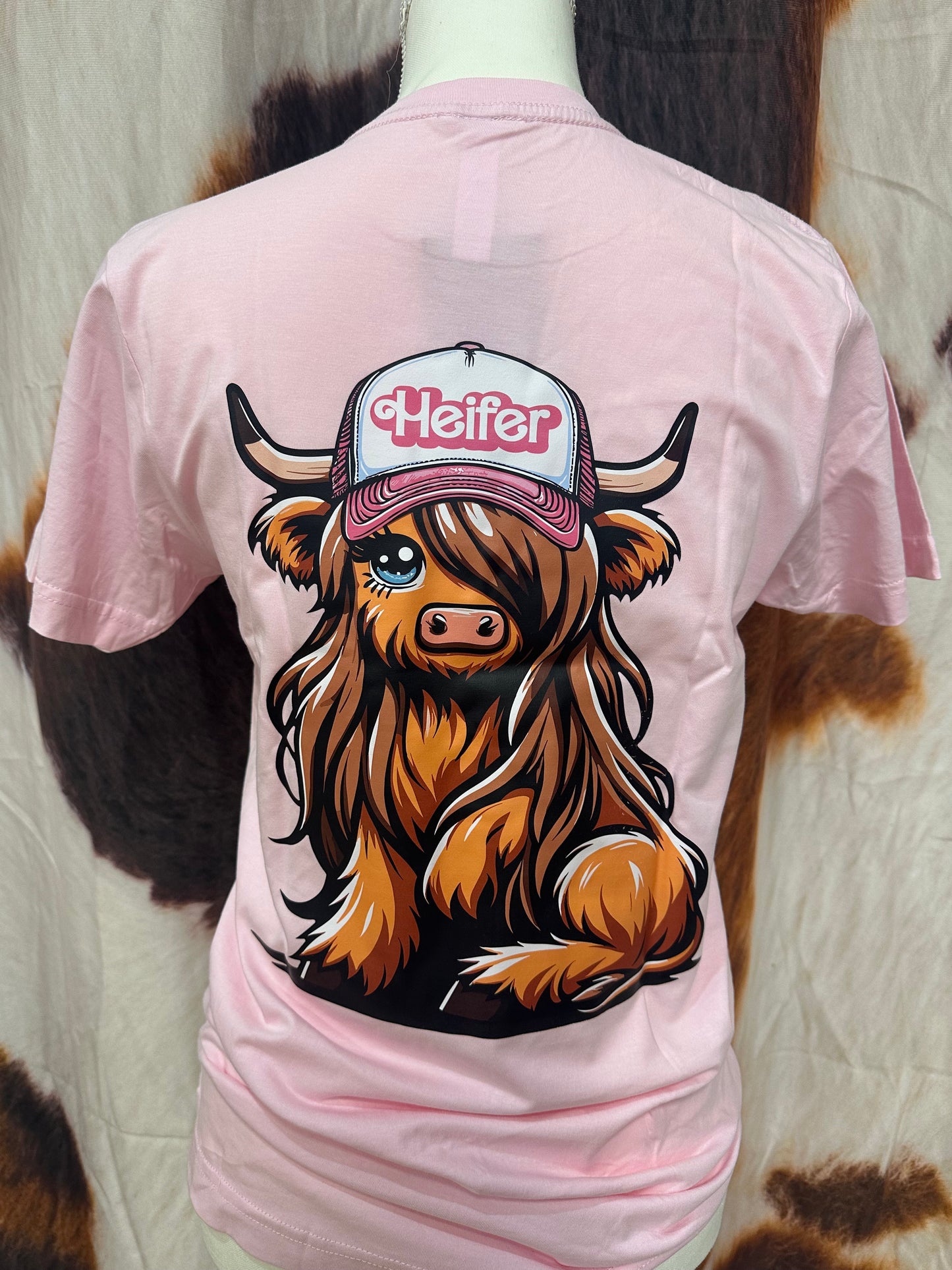 LUCKY FRIENDS| LIGHT PINK CUSTOM T-SHIRT HEIFER & B0W