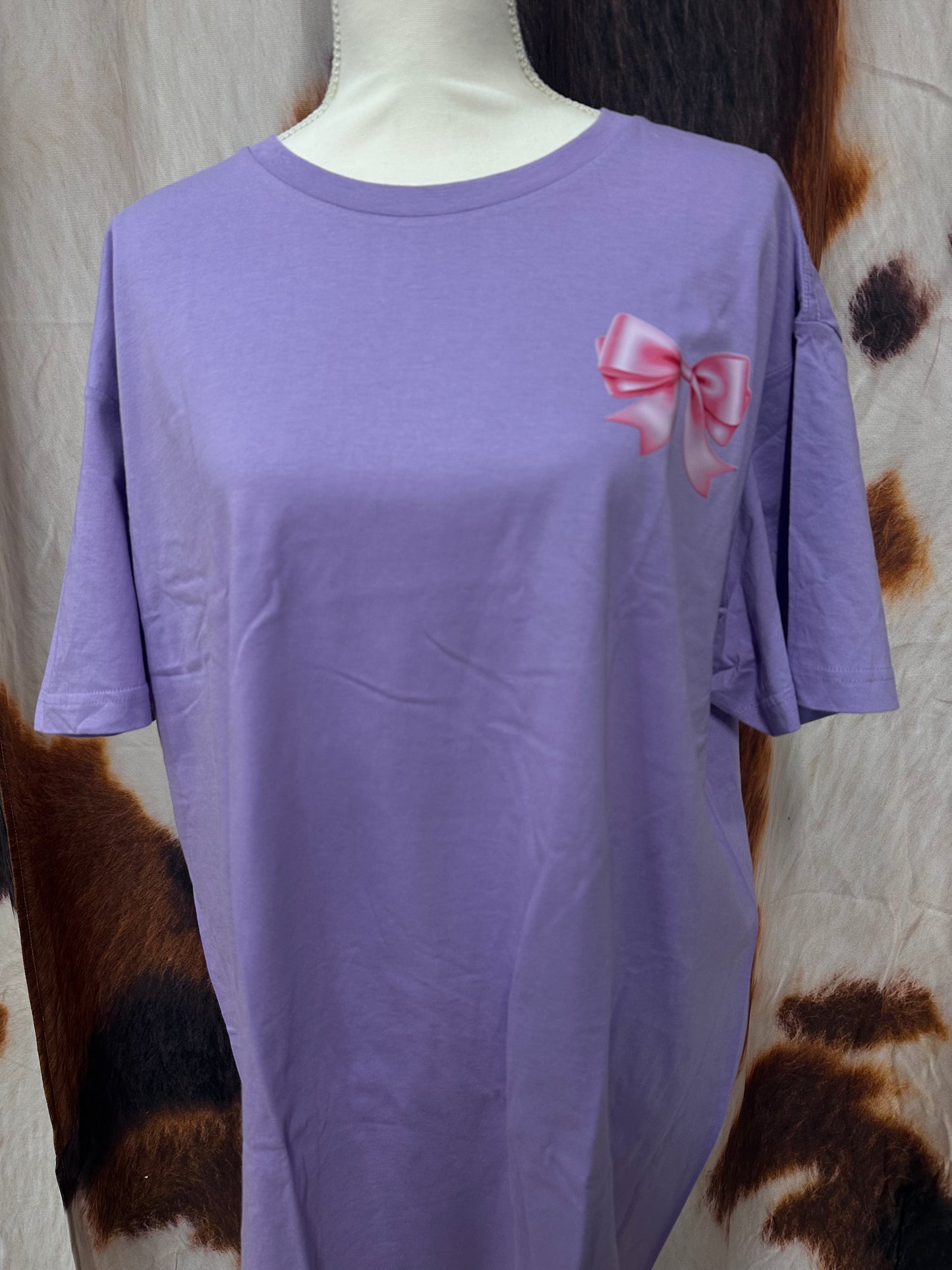 LUCKY FRIENDS| LILAC CUSTOM T-SHIRT SMILIE FACE'S & BOW'S