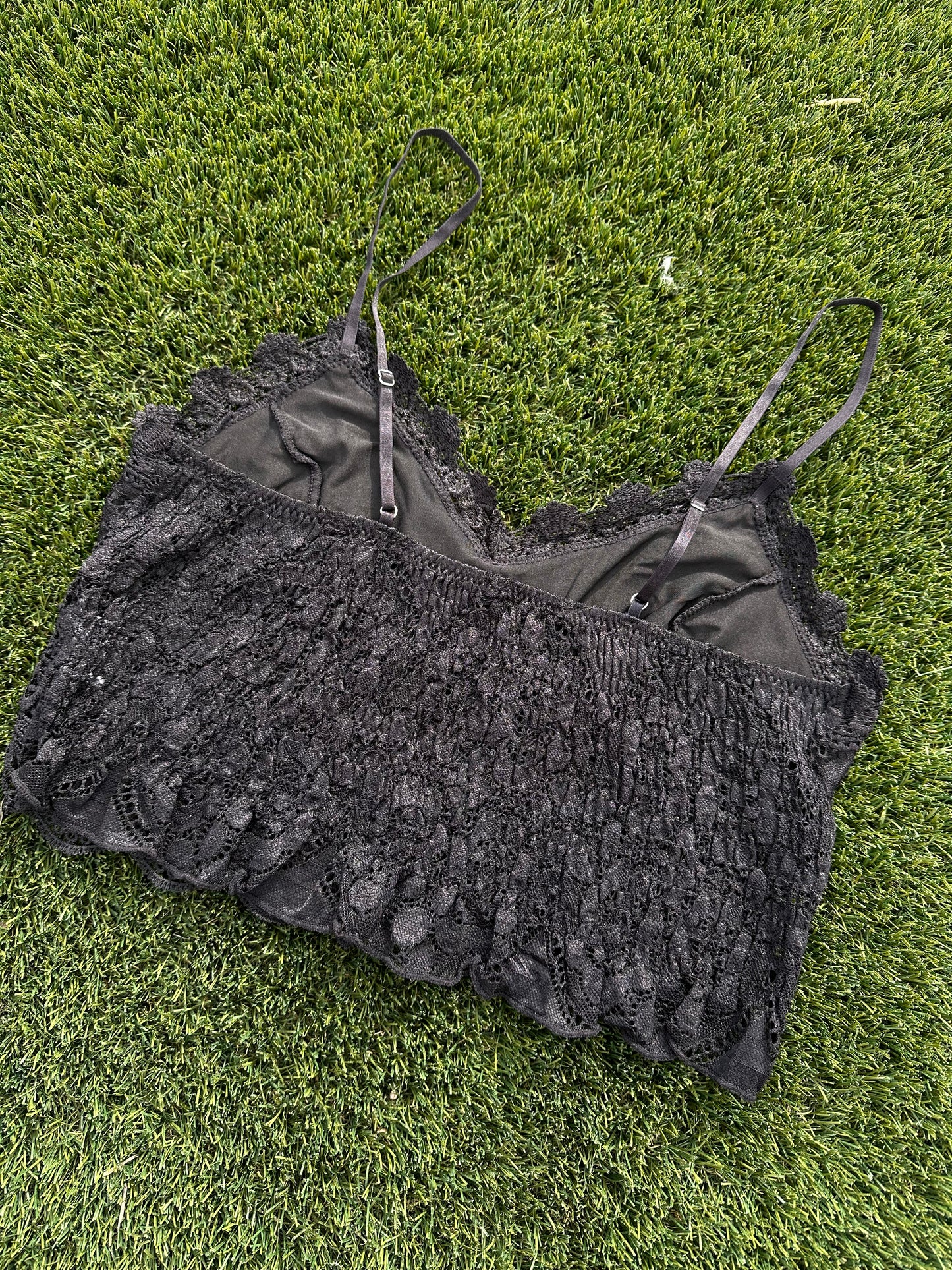 DEAR LOVER | BLK LACE SPHAGETTI SHIRT