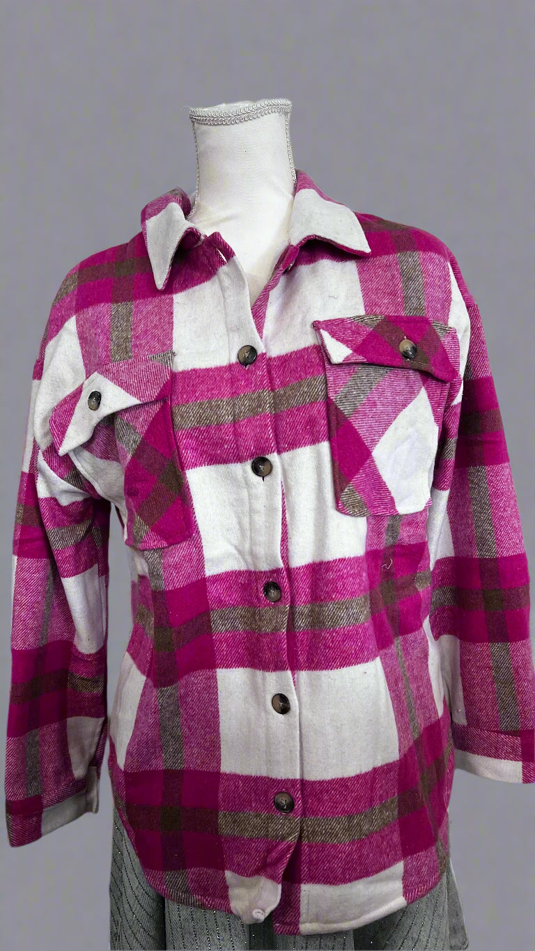 JA01 PINK FLANNEL SHIRT WITH BUTTONS
