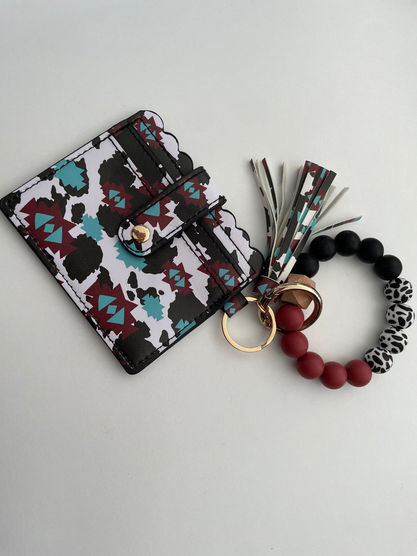 COWPRINT AZTEC KEYCHAIN