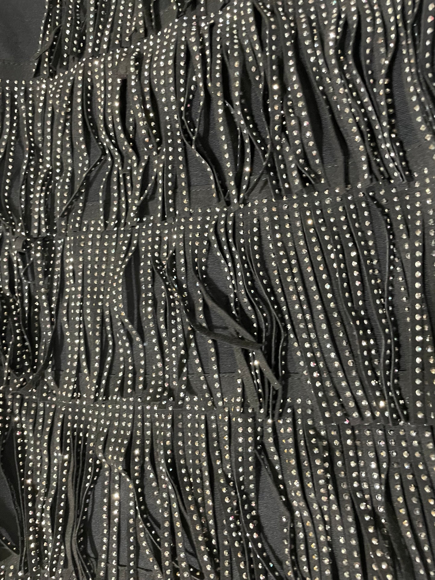 LUCKY & BLESSED SPARKLY BLK FRINGE DRESS