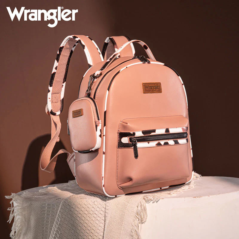Wrangler| Cow Print Decorated Zipper Backpack