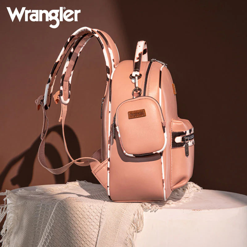Wrangler| Cow Print Decorated Zipper Backpack
