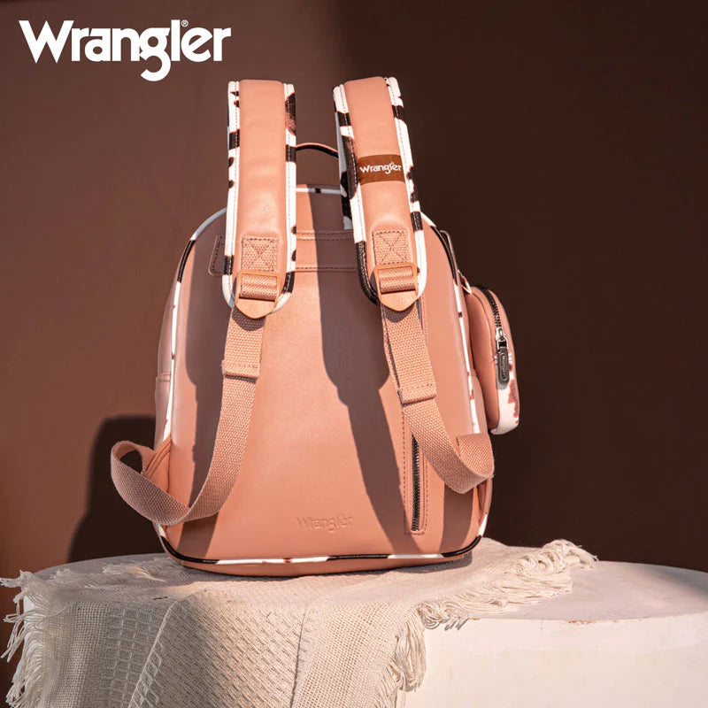 Wrangler| Cow Print Decorated Zipper Backpack