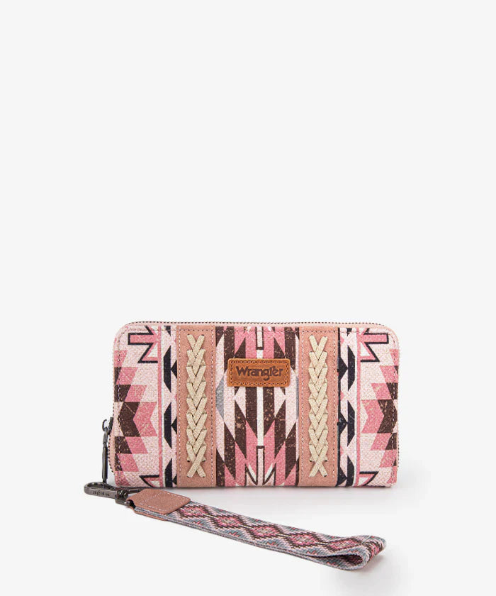 Wrangler |Aztec Print Whipstitch Canvas Wallet