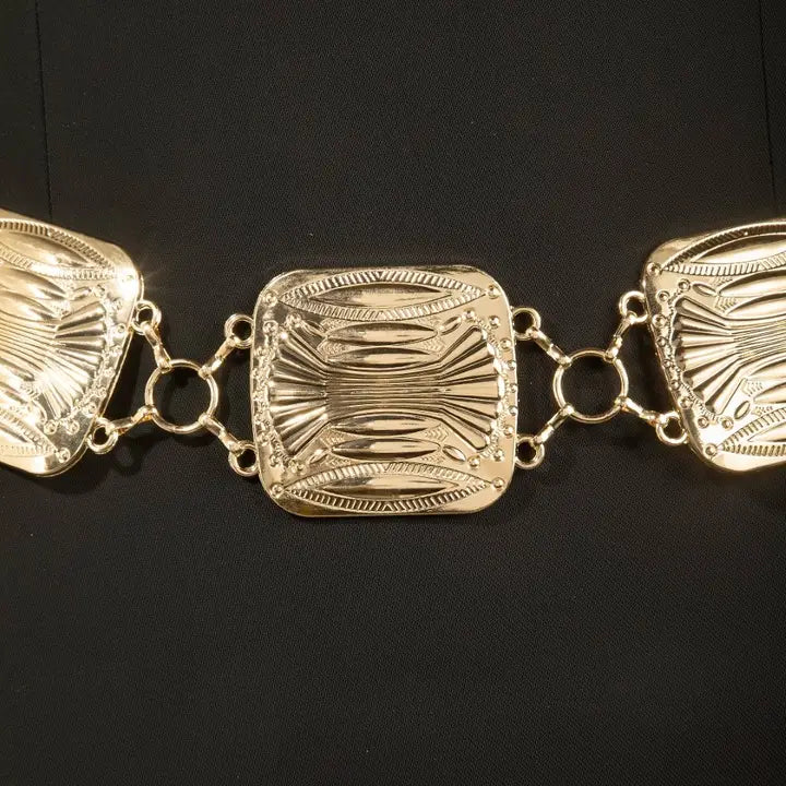 Metallic Western Large Square Concho Chain Belt