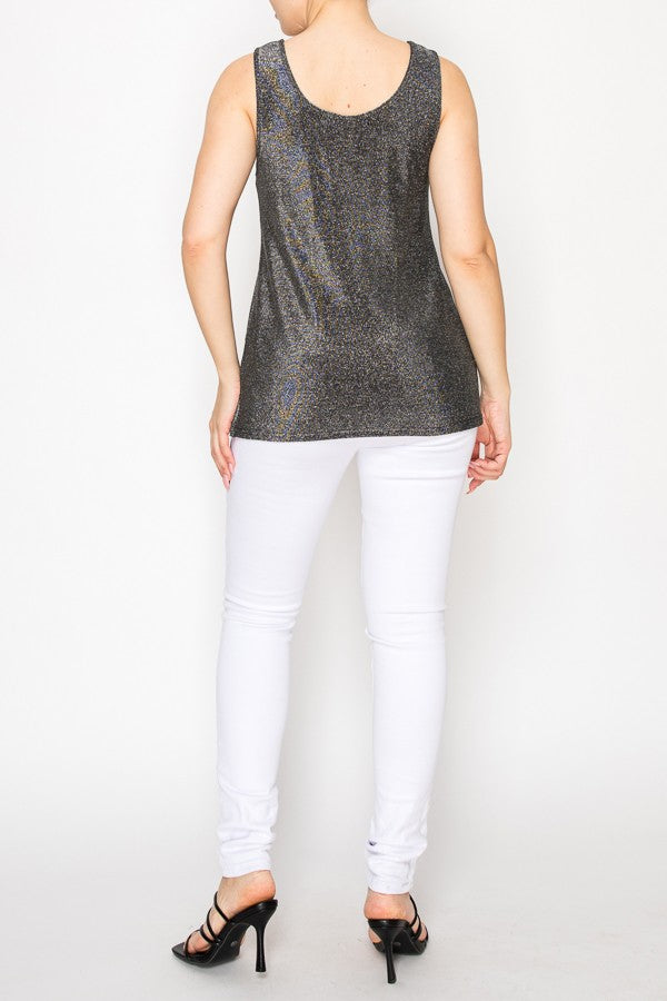 ORIGAMI byvivien |BLK Subtly Sparkly Lurex Fabric Tank Top