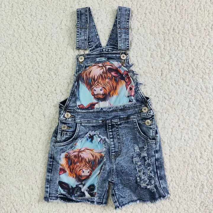 Western Baby Girls Boys Denim Shorts Overall Jumpsuits