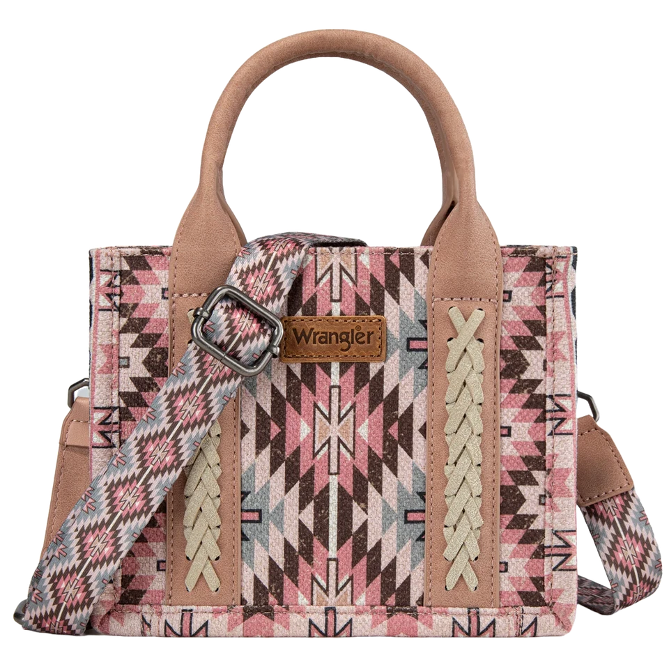Wrangler| Ladies Southwestern Print Dark Pink Mini Tote Crossbody Bag
