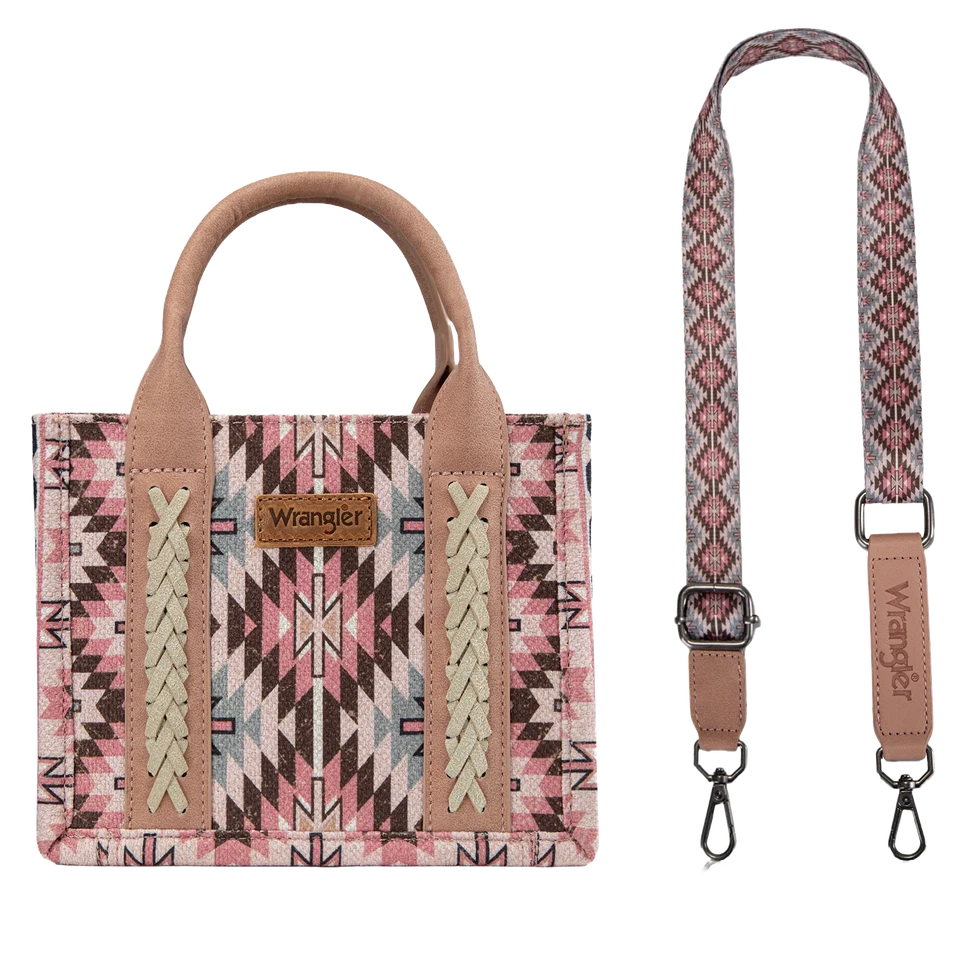 Wrangler| Ladies Southwestern Print Dark Pink Mini Tote Crossbody Bag