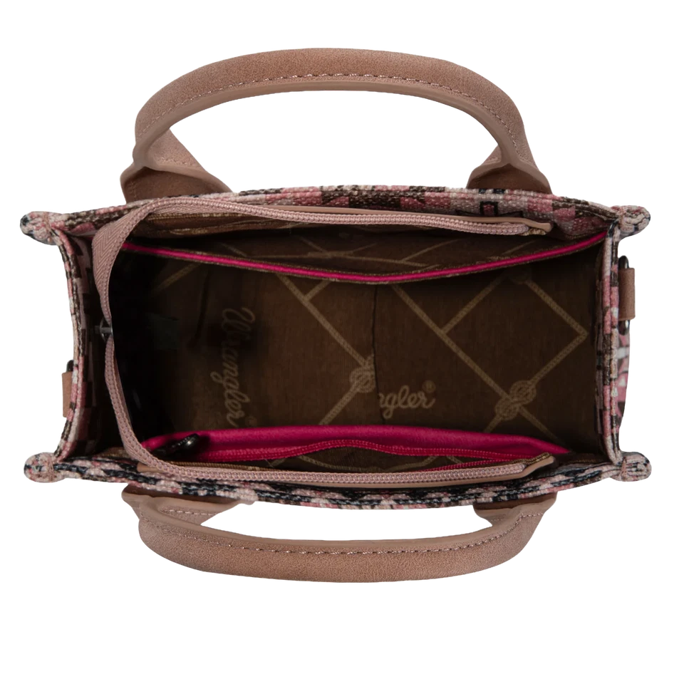 Wrangler| Ladies Southwestern Print Dark Pink Mini Tote Crossbody Bag
