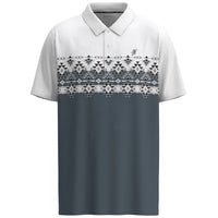 HOOEY "THE WEEKENDER" WHITE / BLUE W/AZTEC PATTERN POLO