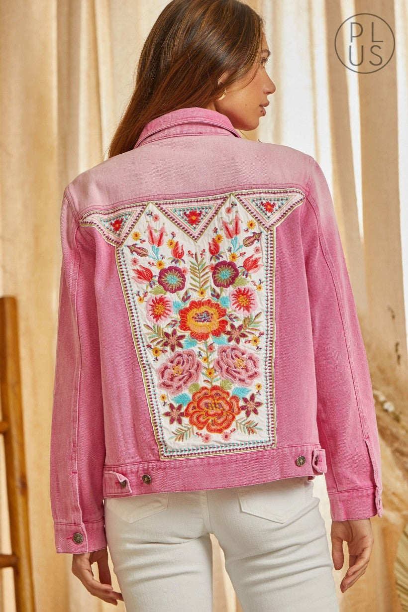 SAVANNA JANE P18779-1| Pink Jacket With Flower Details