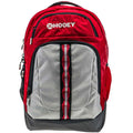"OX" HOOEY BACKPACK BURGUNDY BODY WITH GREY POCKET AND BLACK ACCENTS