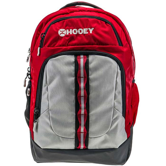 "OX" HOOEY BACKPACK BURGUNDY BODY WITH GREY POCKET AND BLACK ACCENTS