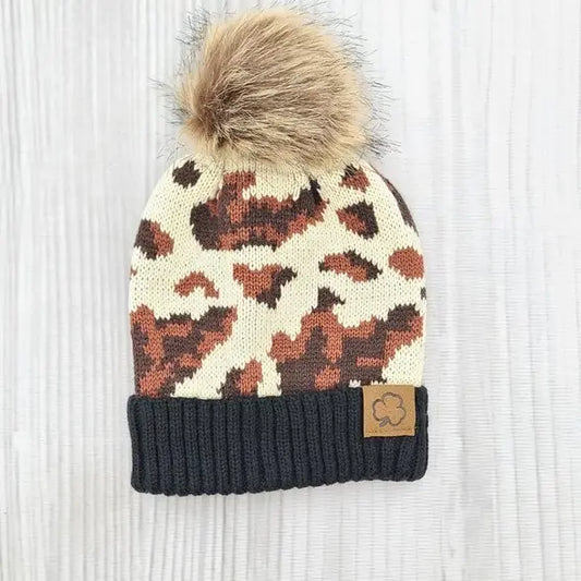 Cowhide Girls Beanie Hat