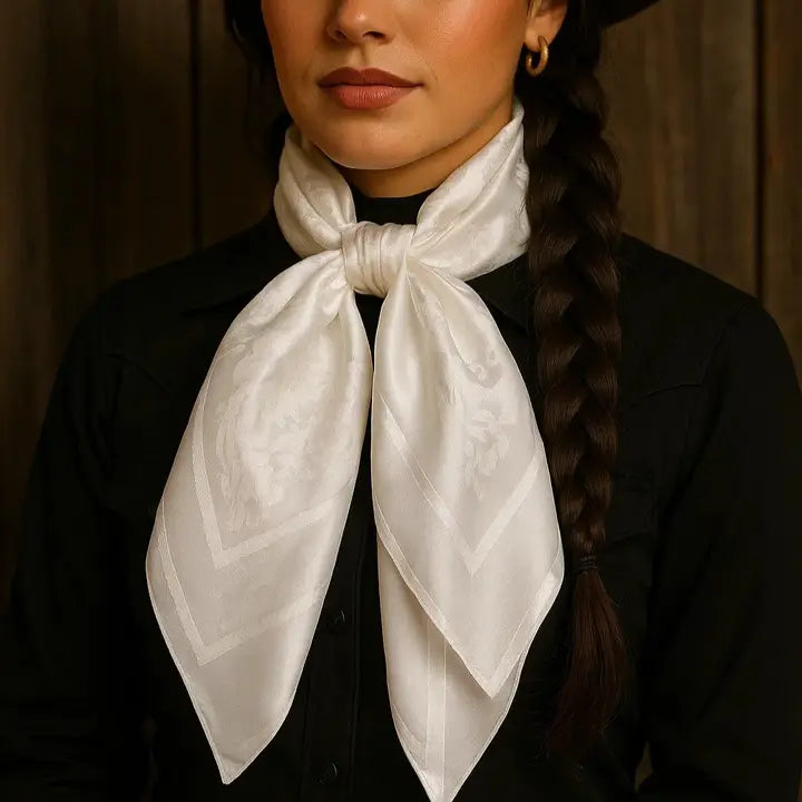 RODEO DRIVE | WHITE JACQUARD WILD RAG /SCARF WR4083