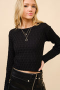 BLUE B | Braided Textured Long Sleeve Sweater Top
