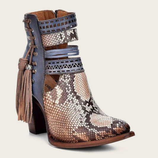 Cuadra Genuine python blue leather bootie CU370