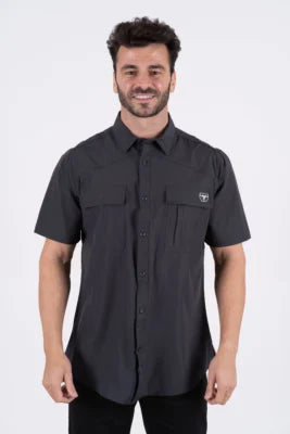 PLATINI Men's Fishing Charcoal Short Sleeve Shirt