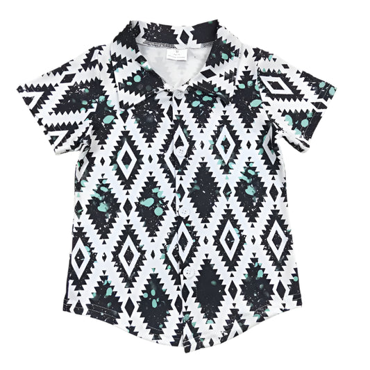 Baby Boys Aztec Blue Short Sleeve Shirts Tops