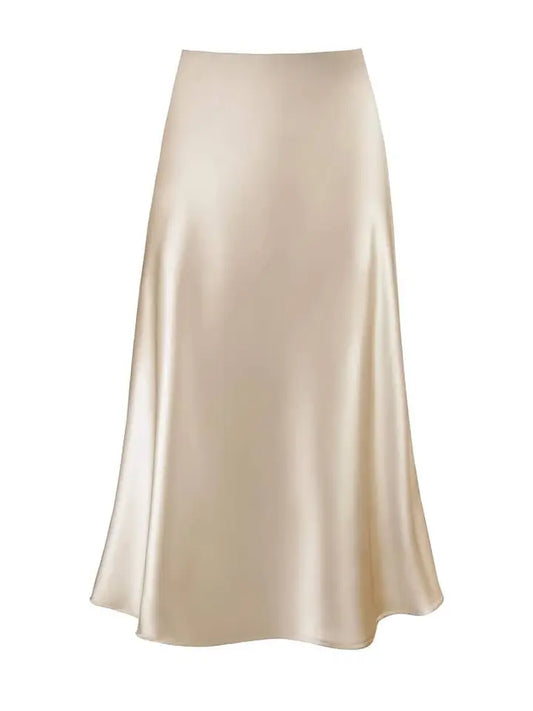 Elegant High-Waisted Fishtail Satin Skirt