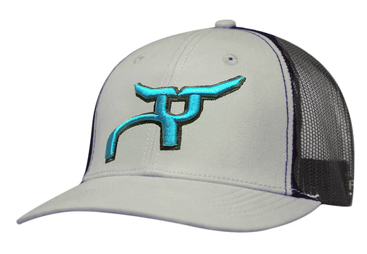 RopeSmart Full Steer Teal Embroidery Gray & Black Snapback Cap