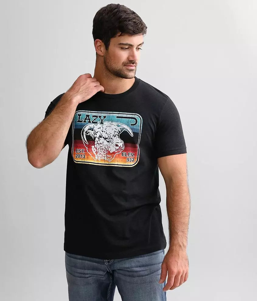 Lazy J Ranch Wear Serape Elevation Short Sleeve T-Shirt – Heather Black