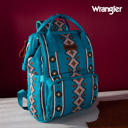 WG2204-9110 Wrangler Aztec Printed Callie Backpack - Turquoise