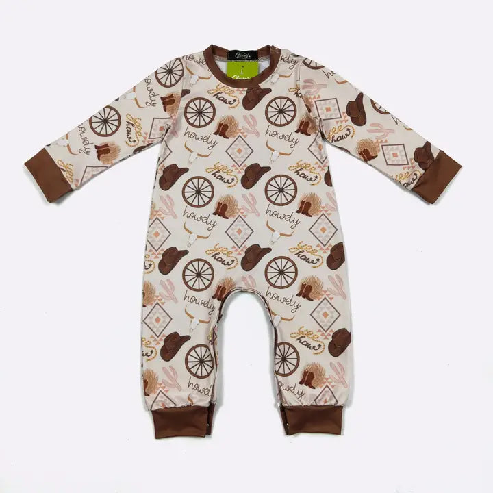 Howdy Boy Romper 12/24M