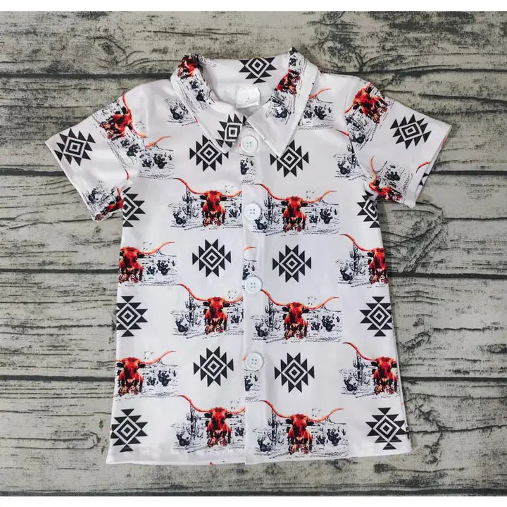 Baby Boys Western Cow Button Up Shirts