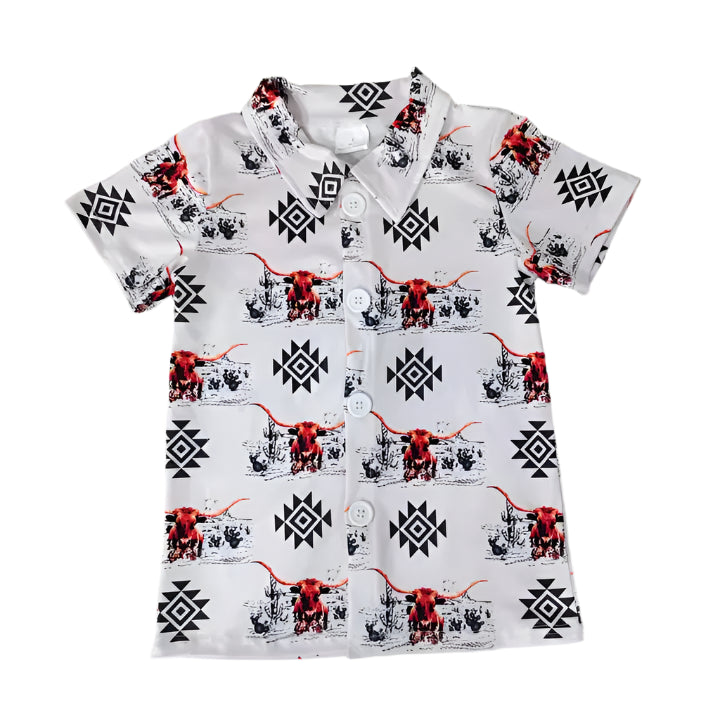 Baby Boys Western Cow Button Up Shirts