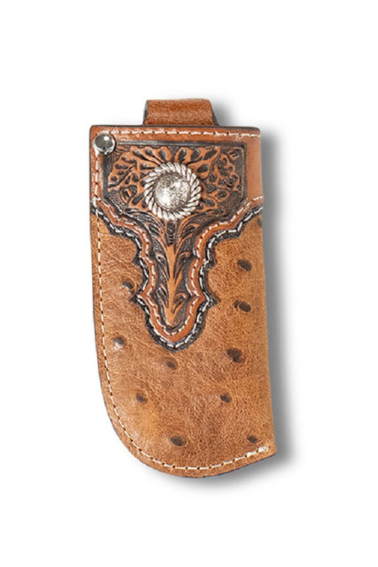 Ariat Unisex Ostrich Print Brown Knife Sheath - A1802302