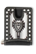 Ariat Wallets Men's Leather Logo Fabric Laced Black Money Clip - A3559001