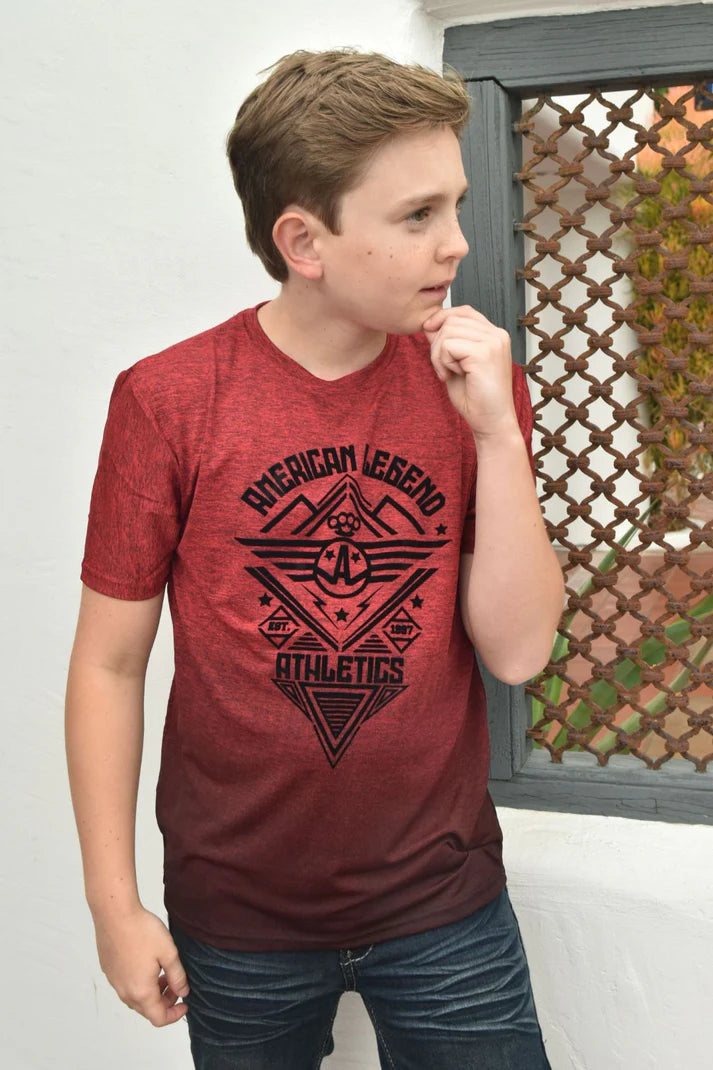 Kid's American Legend Red Ombre Quick Dry Short Sleeve T-shirt