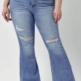 CELLO | Plus High Rise Distress Super Flare Jeans